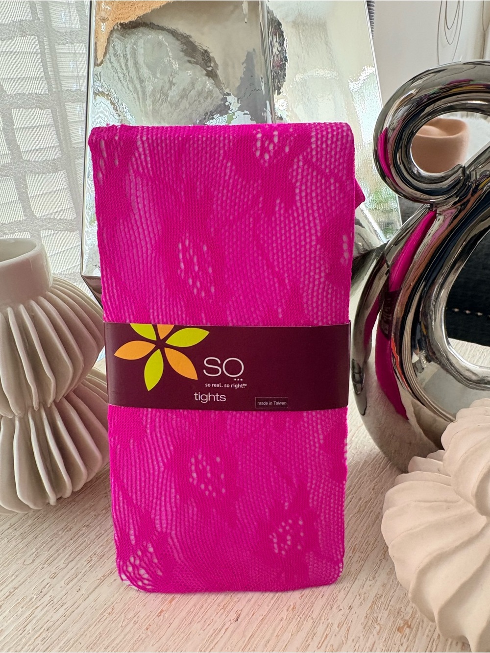 NWT Kohl’s Hot Pink Lace Tights Size S